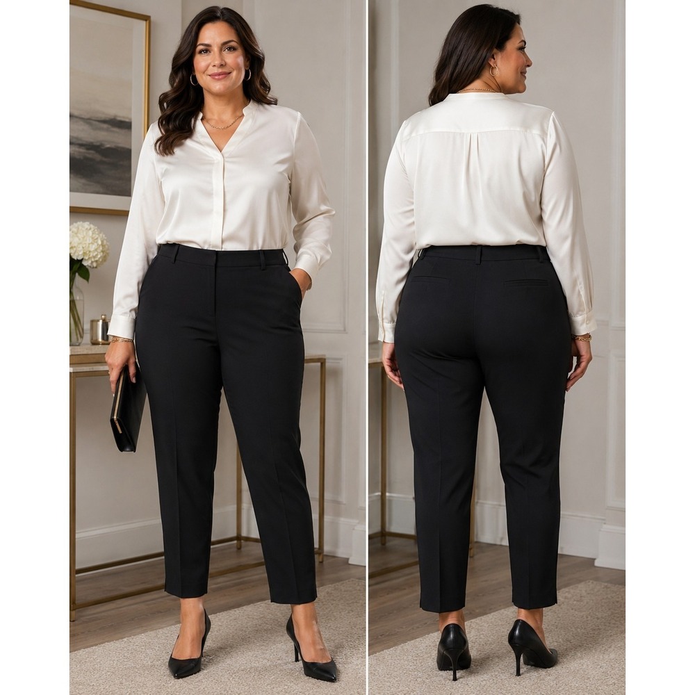 Talbots‎ Hampshire Ankle Pants Black Trousers Size 16 Petite Stretch Workwear